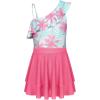 imageGRACE KARIN Girls Swimsuit with Skirt One Piece Bathing Suit Swimwear 614YRose Red Coconut Tree