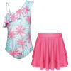 imageGRACE KARIN Girls Swimsuit with Skirt One Piece Bathing Suit Swimwear 614YRose Red Coconut Tree