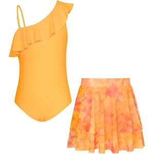 imageGRACE KARIN Girls Swimsuit with Skirt One Piece Bathing Suit Swimwear 614YGolden Watercolor