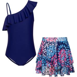 imageGRACE KARIN Girls Swimsuit with Skirt One Piece Bathing Suit Swimwear 614YNavy Blue