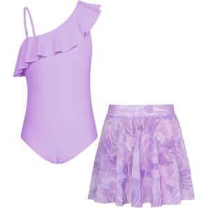 imageGRACE KARIN Girls Swimsuit with Skirt One Piece Bathing Suit Swimwear 614YPurple Tulip