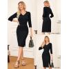 imageGRACE KARIN 2025 Womens Wear to Work Bodycon Dress 34 Sleeve V Neck Business Casual Office Elegant Pencil DressesBlack