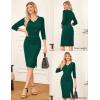 imageGRACE KARIN 2025 Womens Wear to Work Bodycon Dress 34 Sleeve V Neck Business Casual Office Elegant Pencil DressesDark Green