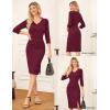 imageGRACE KARIN 2025 Womens Wear to Work Bodycon Dress 34 Sleeve V Neck Business Casual Office Elegant Pencil DressesWinered