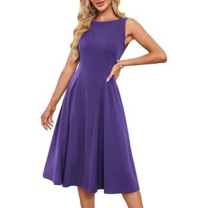 imageGRACE KARIN Womens Sleeveless Cocktail Party Dress 2025 Wedding Guest Vintage A Line Midi Dresses with PocketsPurple