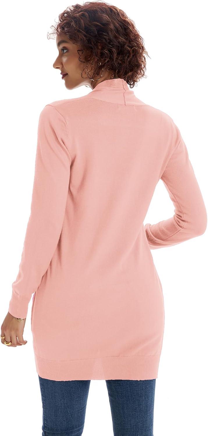 imageGRACE KARIN Women Lightweight Cardigan Sweaters with Pocket Long Sleeve ShrugsCloud Pink