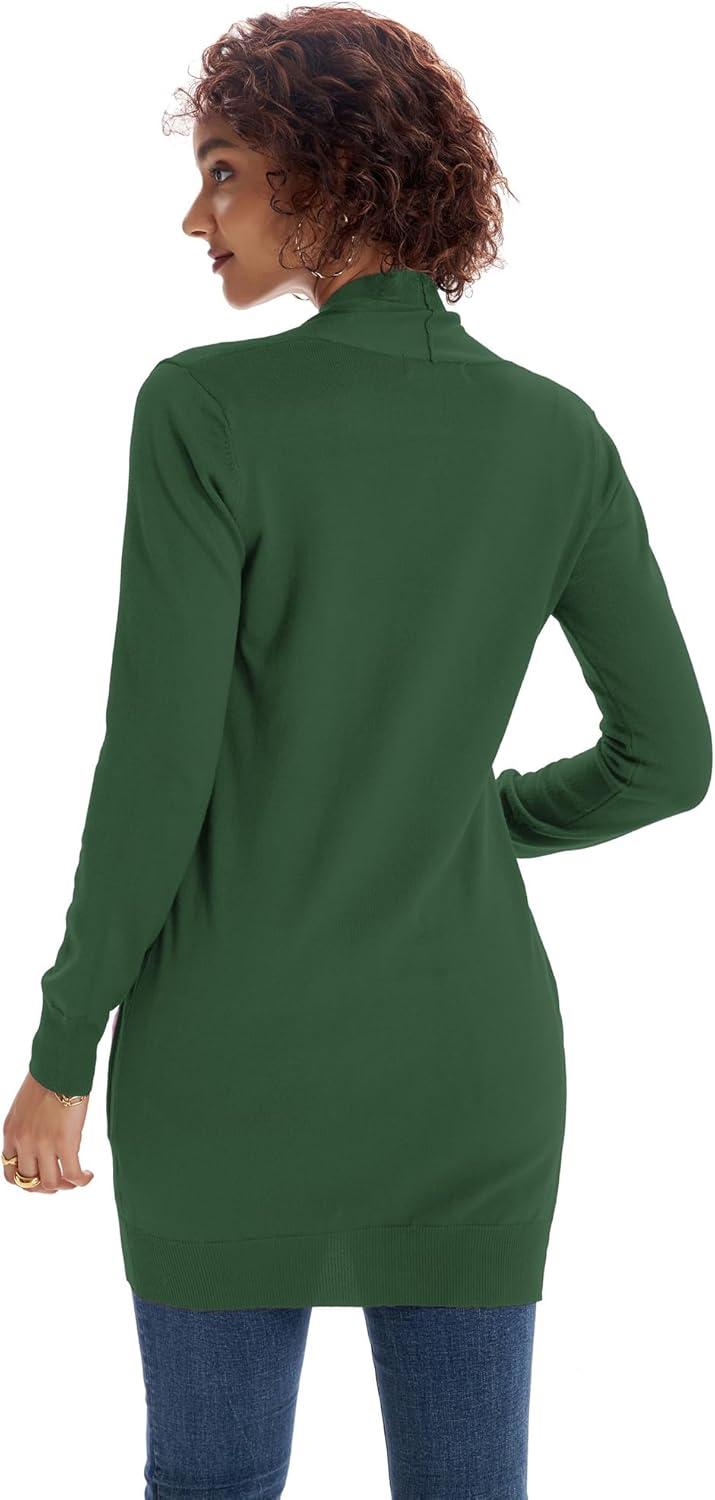 imageGRACE KARIN Women Lightweight Cardigan Sweaters with Pocket Long Sleeve ShrugsElm Green