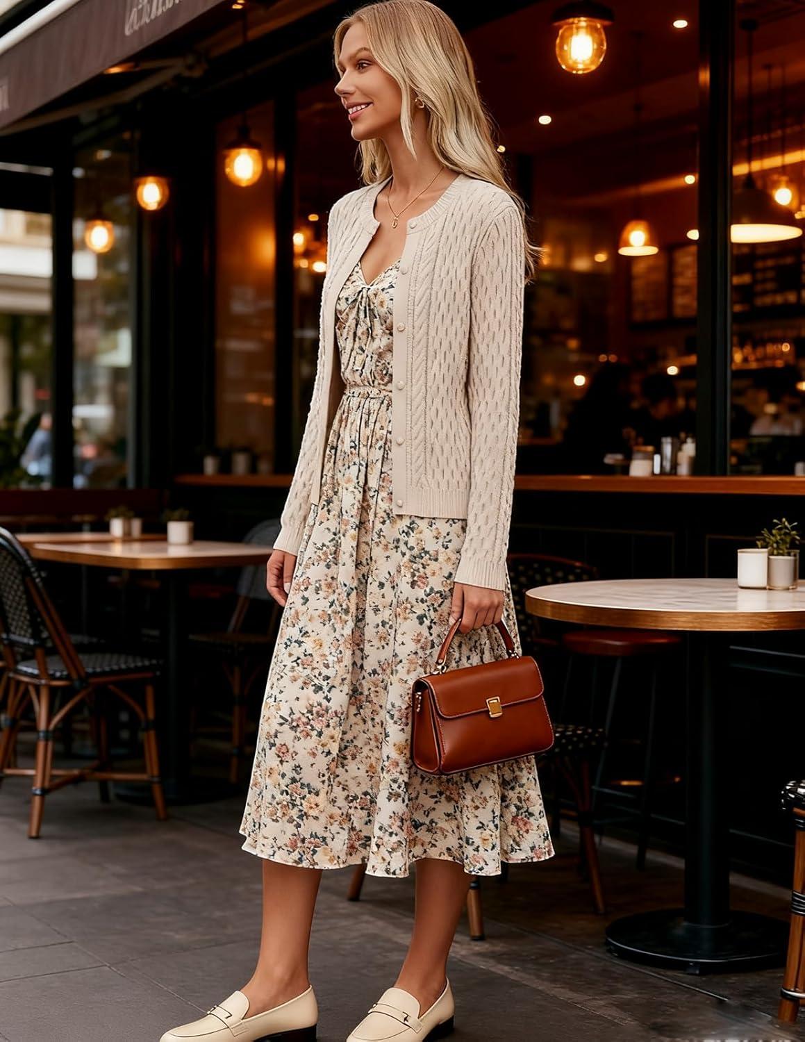 imageGRACE KARIN Womens Cable Knit Cardigan Sweaters Button Down Cardigans 2025 Fall Casual Long Sleeve TopsBeige