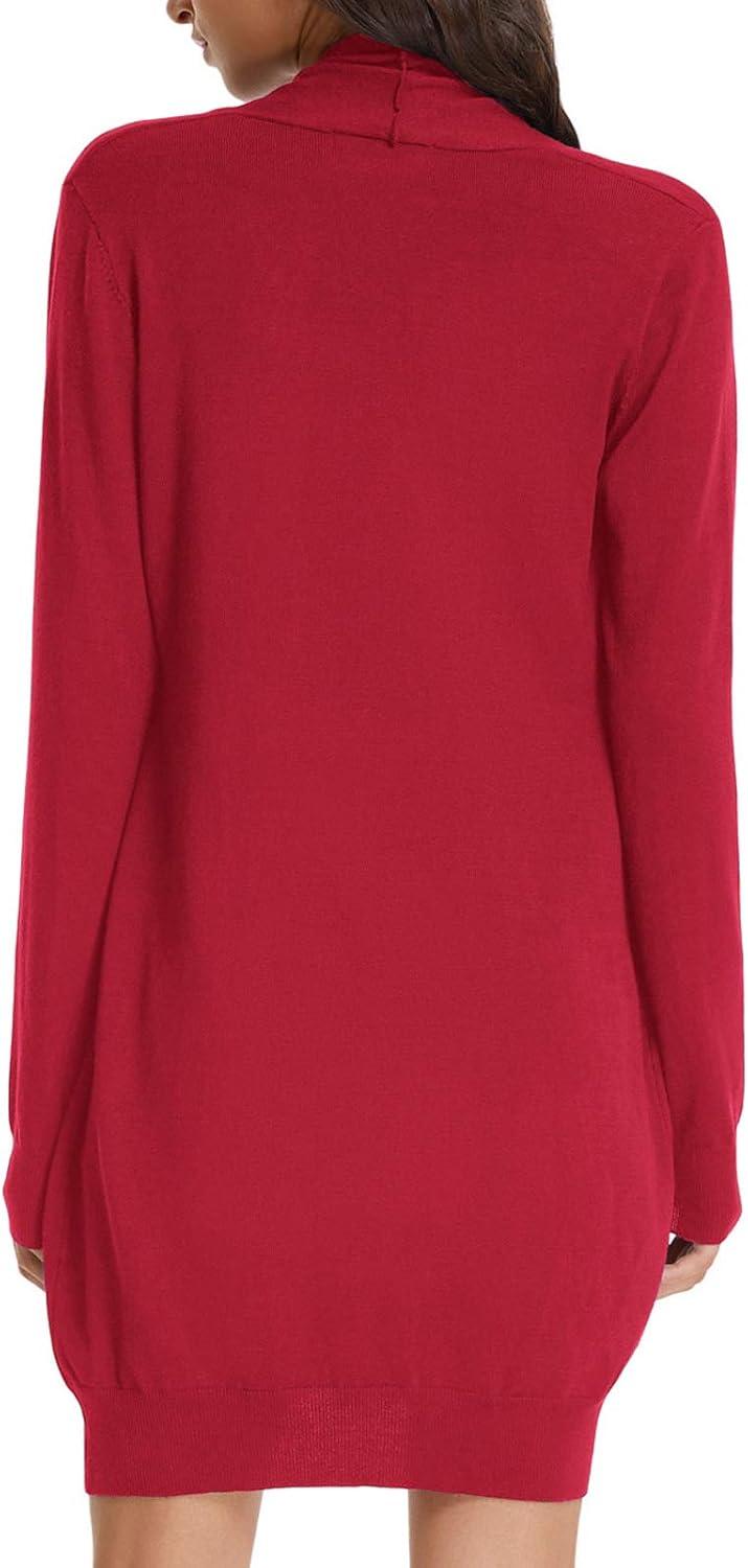 imageGRACE KARIN Womens Long Cardigan Sweater Open Front Classic Knitted Lightweight Sweater with PocketsBright Red