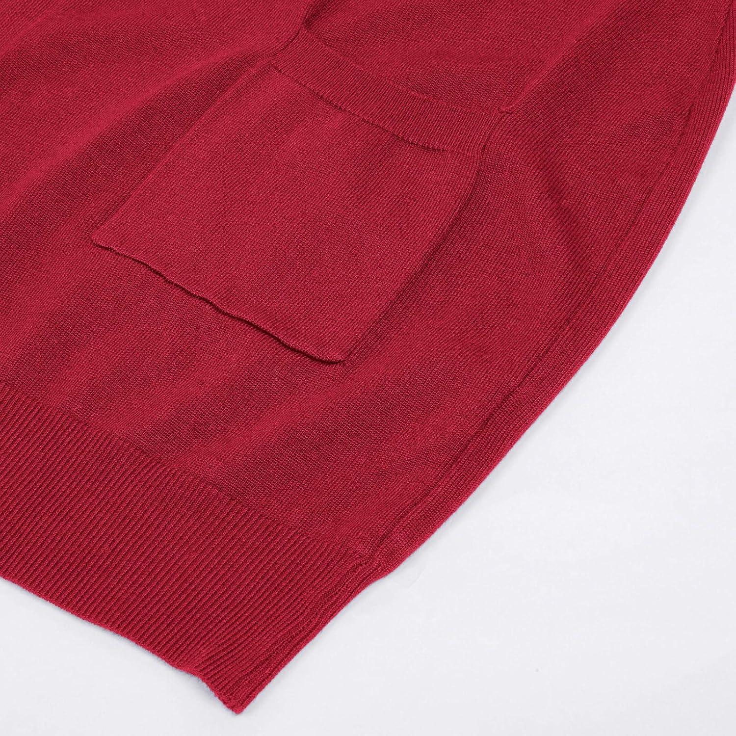 imageGRACE KARIN Womens Long Cardigan Sweater Open Front Classic Knitted Lightweight Sweater with PocketsBright Red