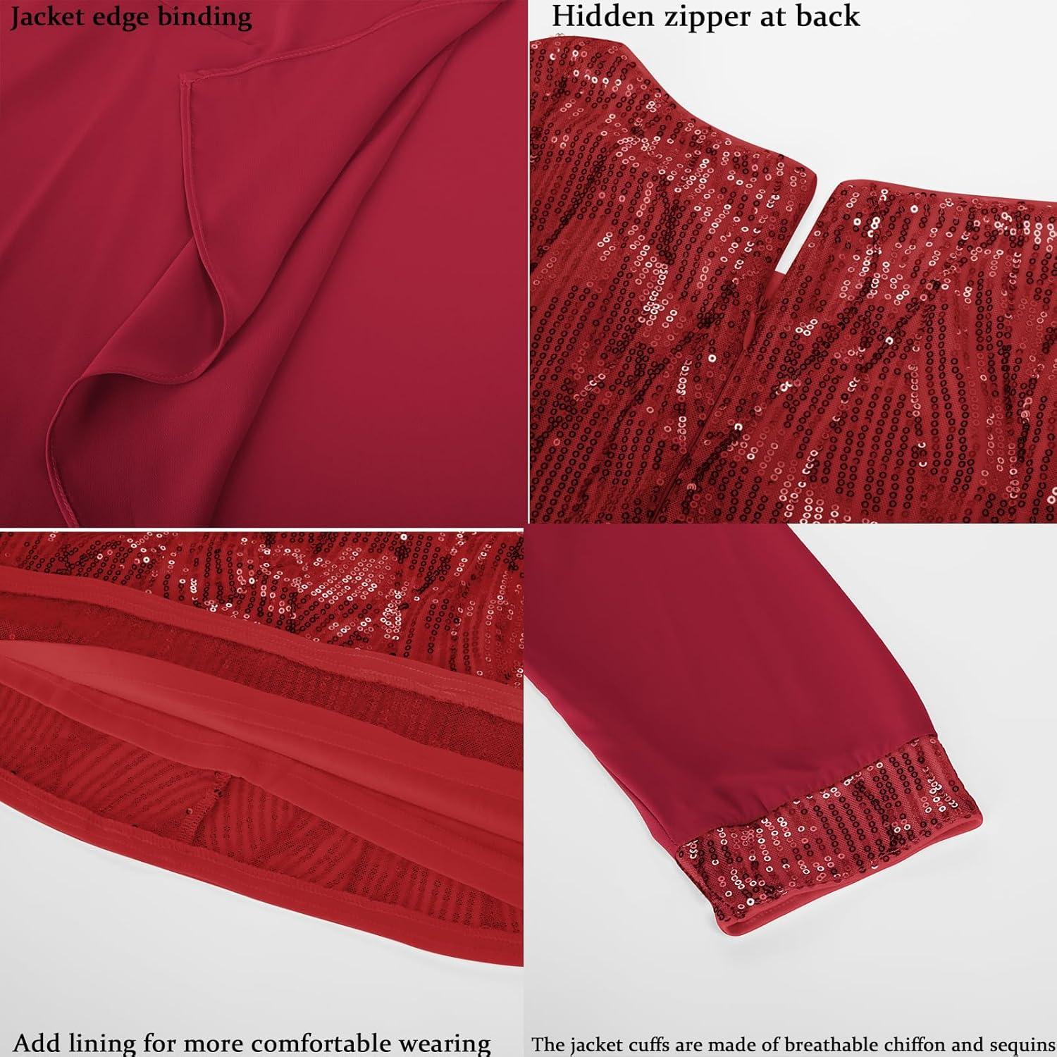 imageGRACE KARIN Womens Sequin Dress  Wedding Guest ampamp Mother of The Bride Formal Dress  Two Piece Knee LengthBright Red