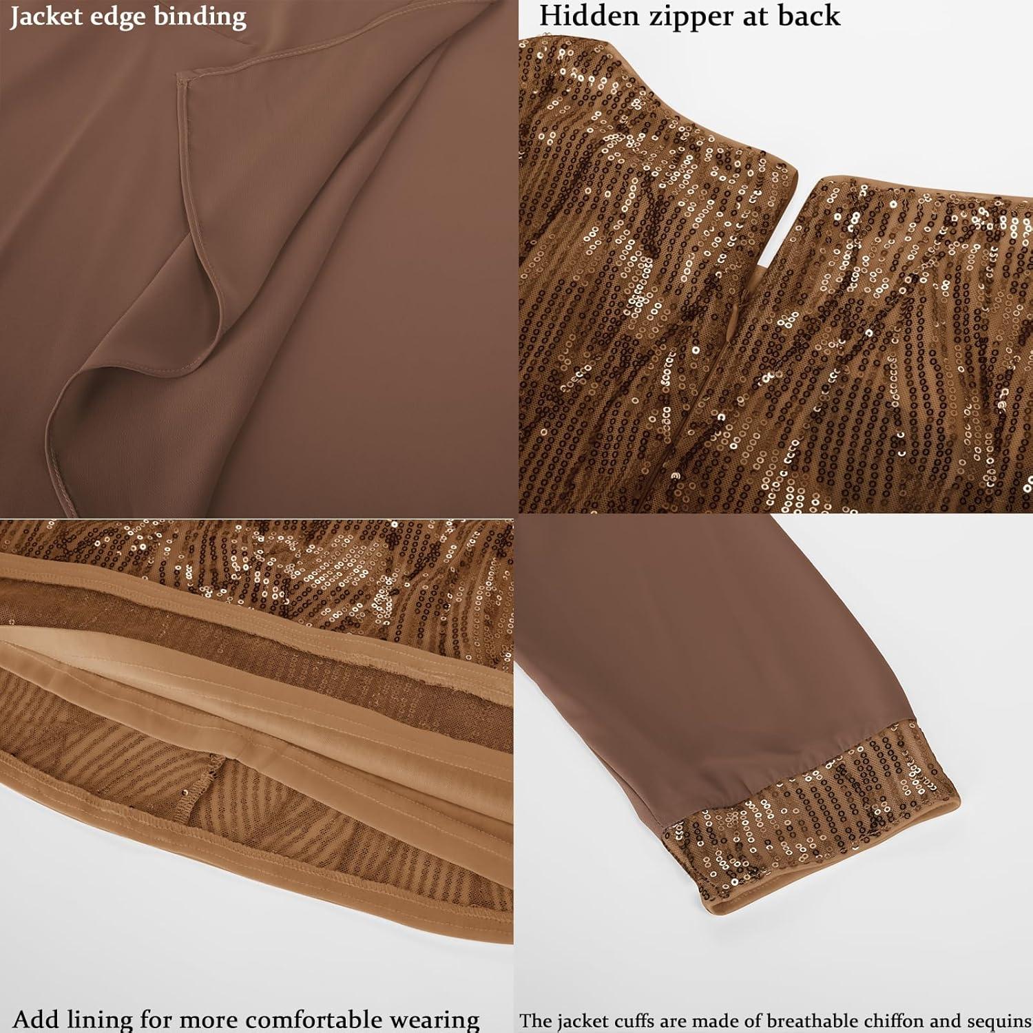 imageGRACE KARIN Womens Sequin Dress  Wedding Guest ampamp Mother of The Bride Formal Dress  Two Piece Knee LengthBrown