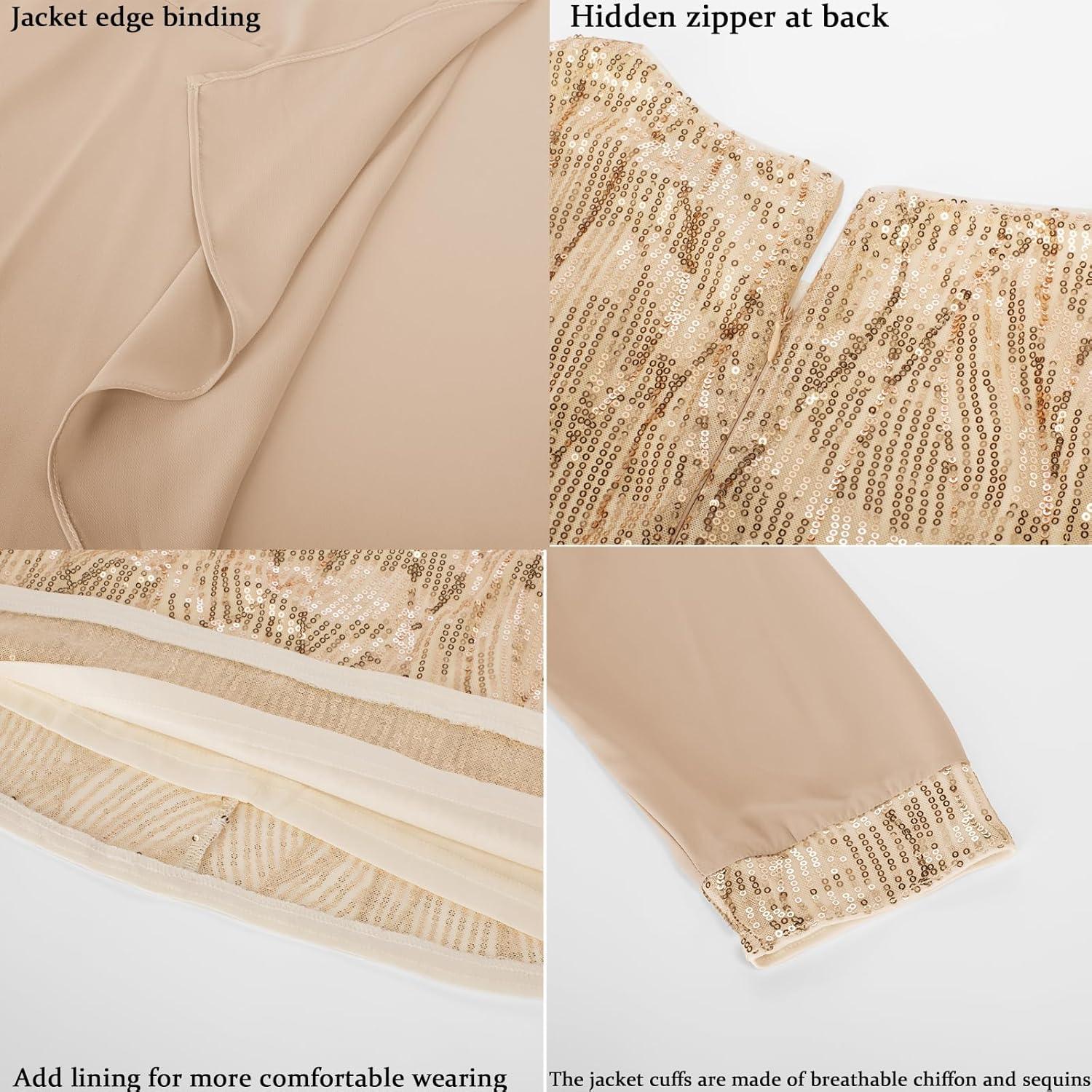 imageGRACE KARIN Womens Sequin Dress  Wedding Guest ampamp Mother of The Bride Formal Dress  Two Piece Knee LengthChampagne Gold