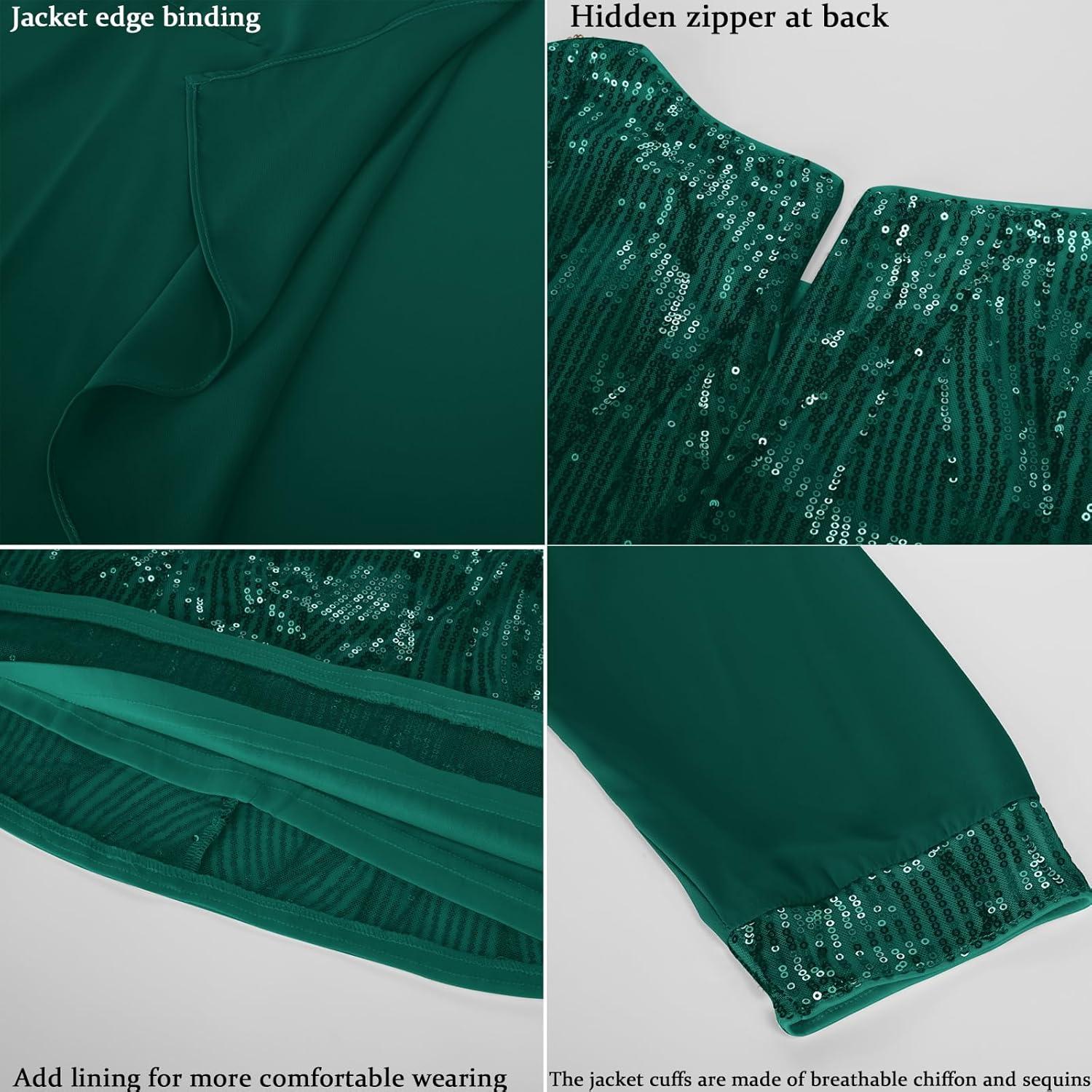 imageGRACE KARIN Womens Sequin Dress  Wedding Guest ampamp Mother of The Bride Formal Dress  Two Piece Knee LengthDark Green