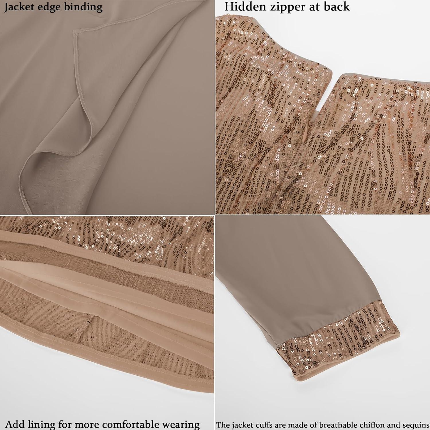 imageGRACE KARIN Womens Sequin Dress  Wedding Guest ampamp Mother of The Bride Formal Dress  Two Piece Knee LengthKhaki Gray