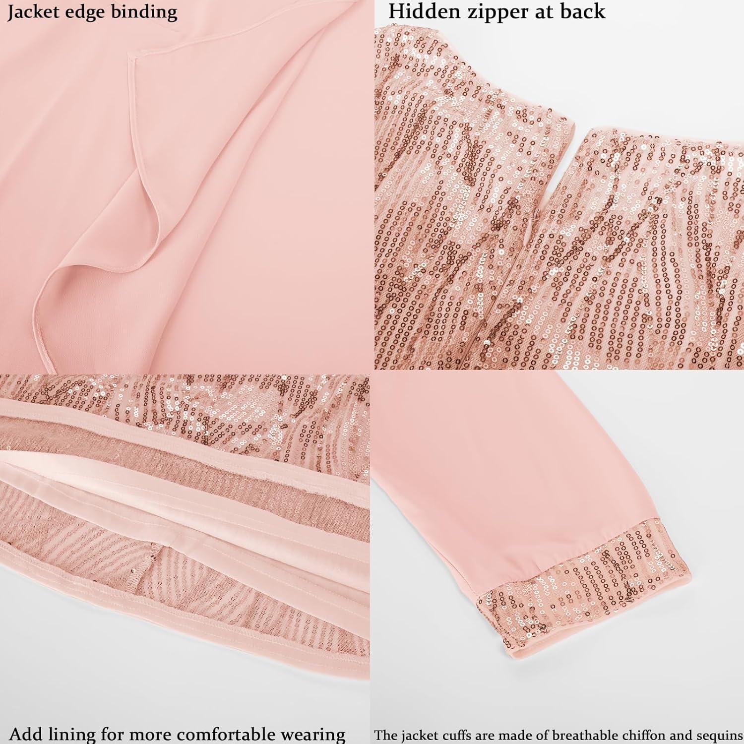 imageGRACE KARIN Womens Sequin Dress  Wedding Guest ampamp Mother of The Bride Formal Dress  Two Piece Knee LengthRose Gold