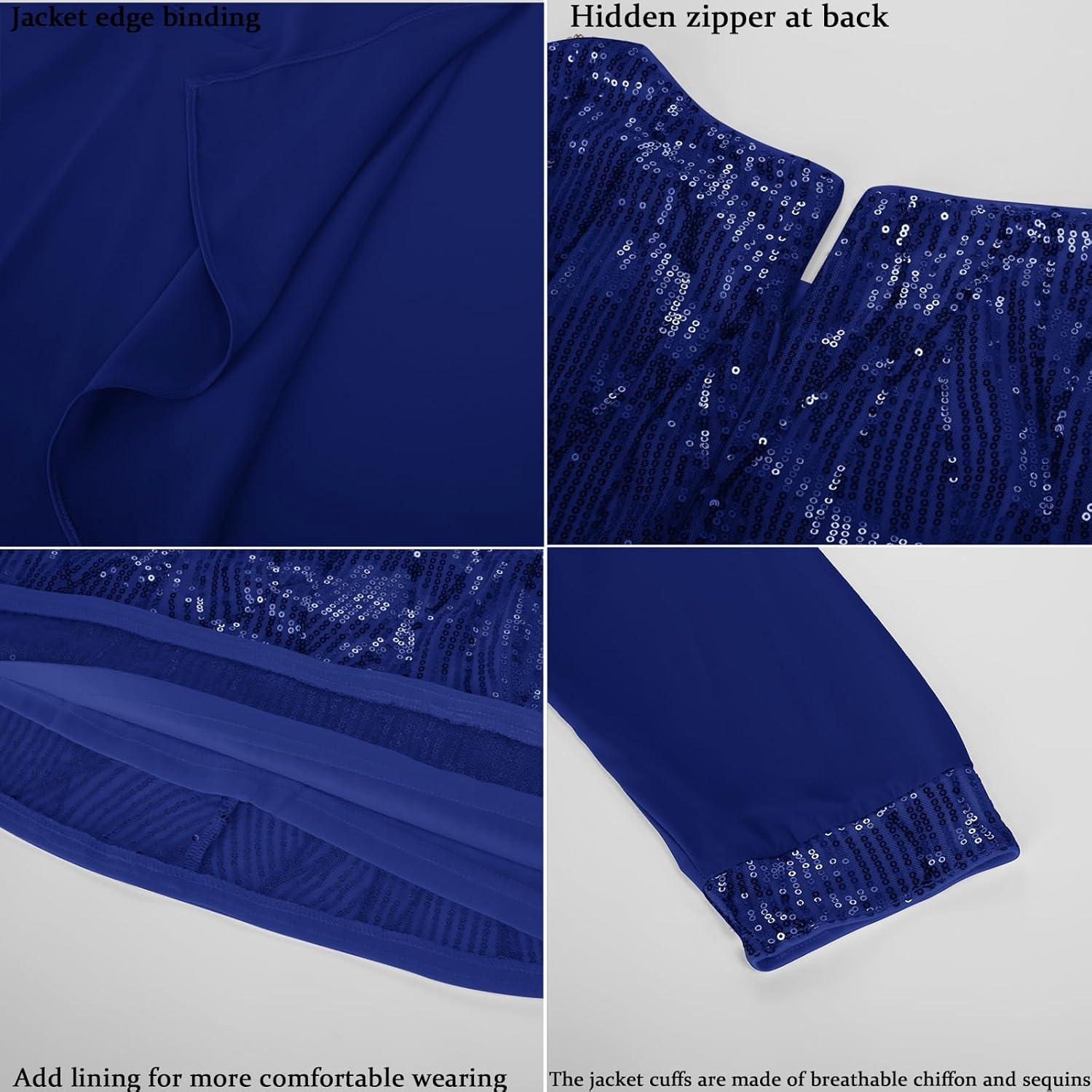 imageGRACE KARIN Womens Sequin Dress  Wedding Guest ampamp Mother of The Bride Formal Dress  Two Piece Knee LengthRoyal Blue