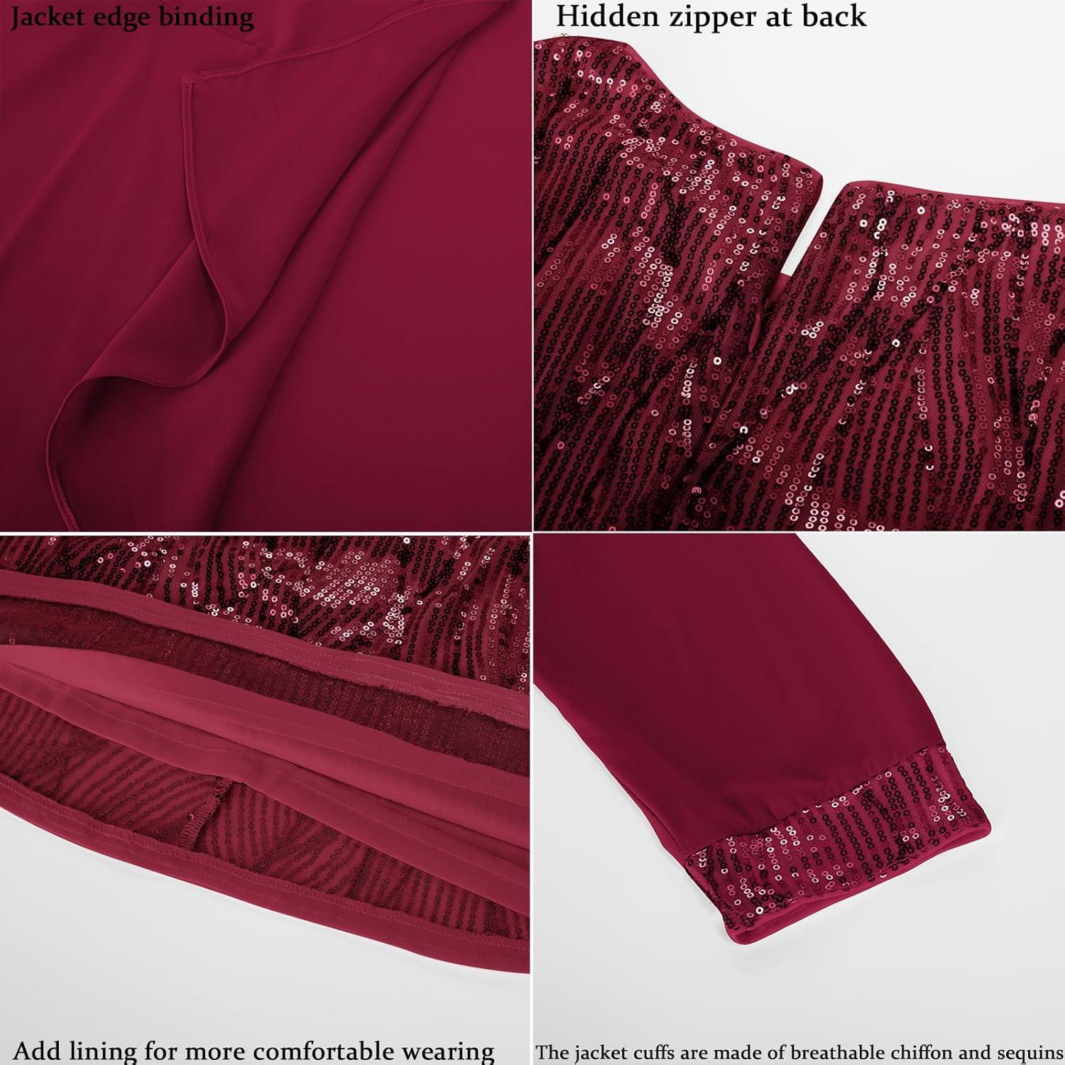 imageGRACE KARIN Womens Sequin Dress  Wedding Guest ampamp Mother of The Bride Formal Dress  Two Piece Knee LengthWine Red