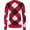 imageGRACE KARIN Womens Cardigan Sweater Fall Long Sleeve Argyle Sweater V Neck Button Up Cardigan Color Block Preppy ClothesPlaid Deep Red