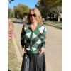 imageGRACE KARIN Womens Cardigan Sweater Fall Long Sleeve Argyle Sweater V Neck Button Up Cardigan Color Block Preppy ClothesPlaid Green White