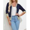 imageGRACE KARIN Womens Cardigan Sweaters Lightweight Long Sleeve Cropped Cardigan VNeck Striped Shrugs Fall ClothesContrast Dark Blue