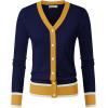imageGRACE KARIN Womens Cardigan Sweaters Lightweight Long Sleeve Cropped Cardigan VNeck Striped Shrugs Fall ClothesNavy Yellow