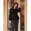 imageGRACE KARIN Womens Dressy Tops Fall Long Sleeve Blouses Elegant Pleated Business Work Shirts Trendy Outfit 2025Black