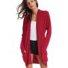 imageGRACE KARIN Womens Long Cardigan Sweater Open Front Classic Knitted Lightweight Sweater with PocketsBright Red