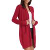 imageGRACE KARIN Womens Long Cardigan Sweater Open Front Classic Knitted Lightweight Sweater with PocketsBright Red