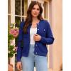 imageGRACE KARIN Womens Open Front Button Down Long Sleeve Texture Knit Cardigan Sweaters with PocketsDark Blue