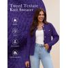 imageGRACE KARIN Womens Open Front Button Down Long Sleeve Texture Knit Cardigan Sweaters with PocketsDark Purple
