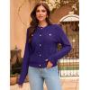 imageGRACE KARIN Womens Open Front Button Down Long Sleeve Texture Knit Cardigan Sweaters with PocketsDark Purple