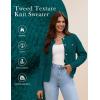 imageGRACE KARIN Womens Open Front Button Down Long Sleeve Texture Knit Cardigan Sweaters with PocketsTeal