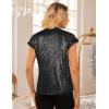 imageGRACE KARIN Womens Sequin Sparkly Tops Cap Sleeve Dressy Blouses Glitter Party Tops V Neck Disco Shirts Club Concert OutfitsBlack