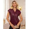 imageGRACE KARIN Womens Sequin Sparkly Tops Cap Sleeve Dressy Blouses Glitter Party Tops V Neck Disco Shirts Club Concert OutfitsBurgundy