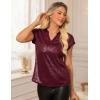 imageGRACE KARIN Womens Sequin Sparkly Tops Cap Sleeve Dressy Blouses Glitter Party Tops V Neck Disco Shirts Club Concert OutfitsBurgundy