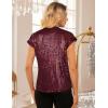imageGRACE KARIN Womens Sequin Sparkly Tops Cap Sleeve Dressy Blouses Glitter Party Tops V Neck Disco Shirts Club Concert OutfitsBurgundy