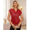 imageGRACE KARIN Womens Sequin Sparkly Tops Cap Sleeve Dressy Blouses Glitter Party Tops V Neck Disco Shirts Club Concert OutfitsRed