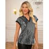 imageGRACE KARIN Womens Sequin Sparkly Tops Cap Sleeve Dressy Blouses Glitter Party Tops V Neck Disco Shirts Club Concert OutfitsSilver Black
