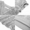 imageGRACE KARIN Womens Sequin Sparkly Tops Cap Sleeve Dressy Blouses Glitter Party Tops V Neck Disco Shirts Club Concert OutfitsSilver Grey