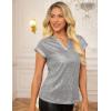 imageGRACE KARIN Womens Sequin Sparkly Tops Cap Sleeve Dressy Blouses Glitter Party Tops V Neck Disco Shirts Club Concert OutfitsSilver Grey