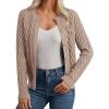 imageGRACE KARIN Womens Cable Knit Cardigan Sweaters Button Down Cardigans 2025 Fall Casual Long Sleeve TopsKhaki