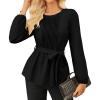 imageGRACE KARIN Womens Dressy Tops Fall Long Sleeve Blouses Elegant Pleated Business Work Shirts Trendy Outfit 2025Black
