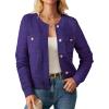 imageGRACE KARIN Womens Open Front Button Down Long Sleeve Texture Knit Cardigan Sweaters with PocketsDark Purple