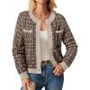 imageGRACE KARIN Womens Open Front Button Down Long Sleeve Texture Knit Cardigan Sweaters with PocketsMix Brown