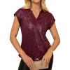 imageGRACE KARIN Womens Sequin Sparkly Tops Cap Sleeve Dressy Blouses Glitter Party Tops V Neck Disco Shirts Club Concert OutfitsBurgundy