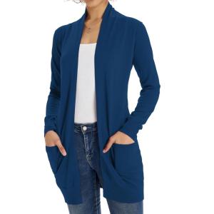 imageGRACE KARIN Women Lightweight Cardigan Sweaters with Pocket Long Sleeve ShrugsClassic Blue