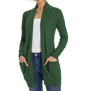 imageGRACE KARIN Women Lightweight Cardigan Sweaters with Pocket Long Sleeve ShrugsElm Green