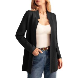 imageGRACE KARIN Womens 2025 Long Sleeve Open Front Knit Cardigan Notch Collar Sweater Blazer Jacket Fall Winter ClothingBlack