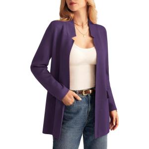 imageGRACE KARIN Womens 2025 Long Sleeve Open Front Knit Cardigan Notch Collar Sweater Blazer Jacket Fall Winter ClothingDeep Purple